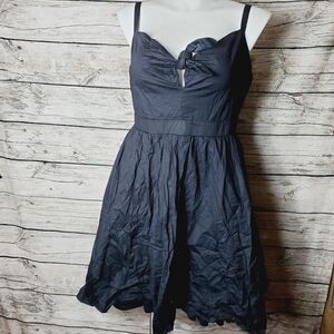 Torrid Mini Poplin Twist Tie Front Black Mink Skater Dress Size 1X